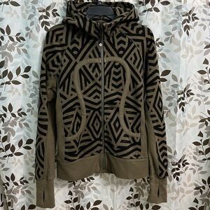 Lululemon Scuba Hoodie II Chevron Shuffle Fatigue Green Black Full Zip Hoodie 8